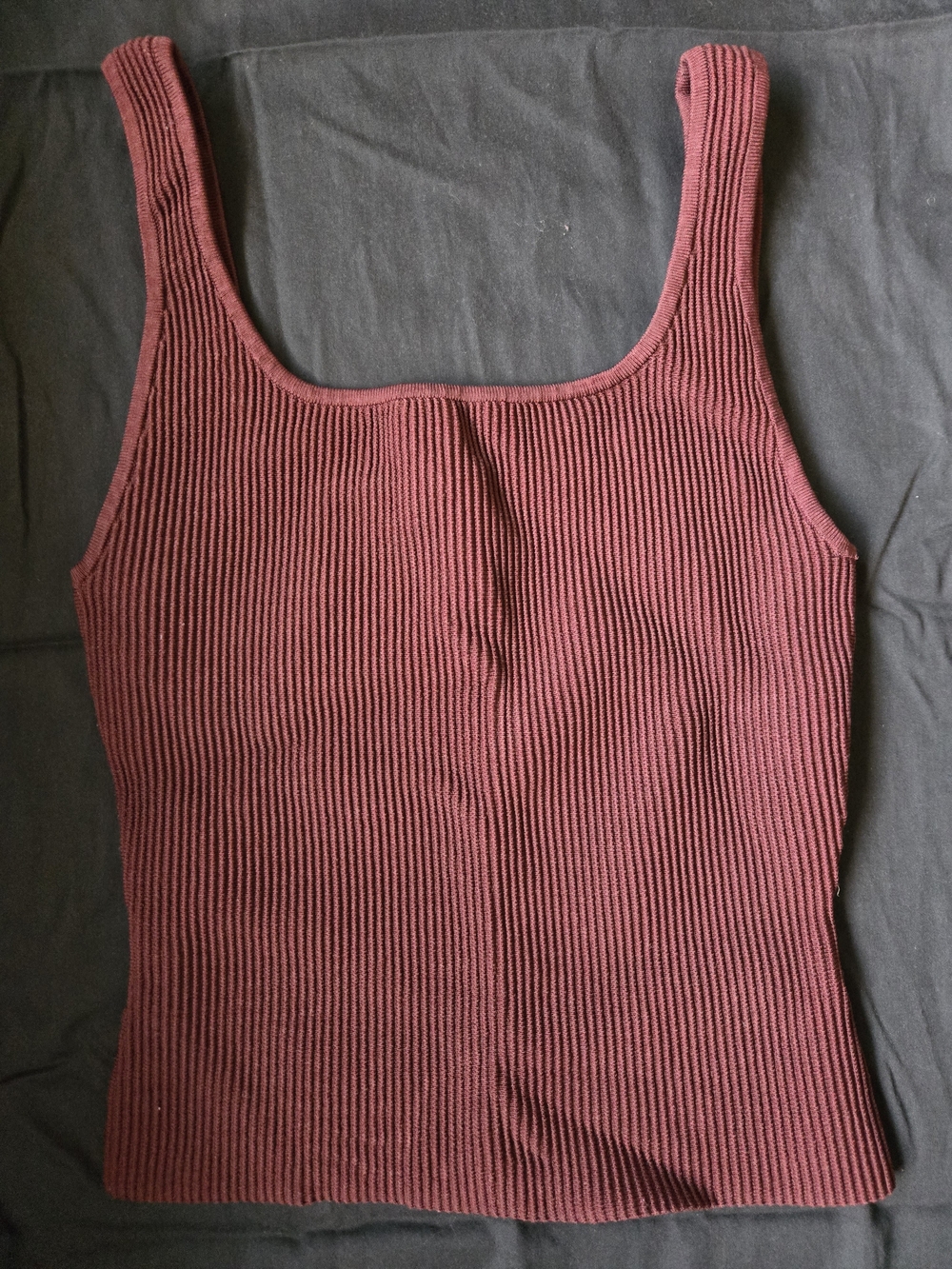 Babaton Ribbed Square-Neck Tank Top in Burgundy